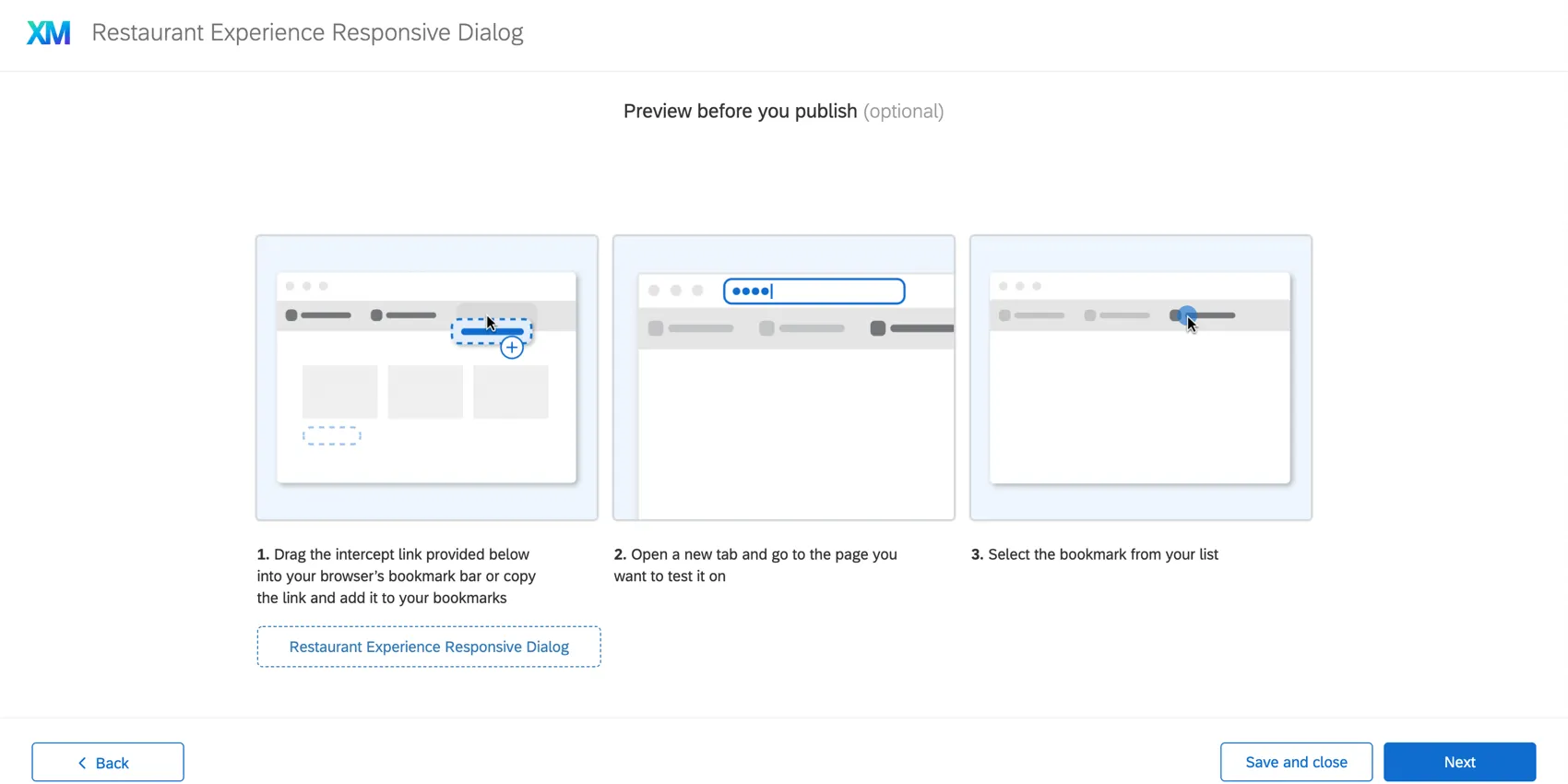 guided step that advises on how to use a bookmarkelt