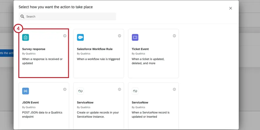Imagem da nova janela com listas de eventos, evento pesquisa na parte superior