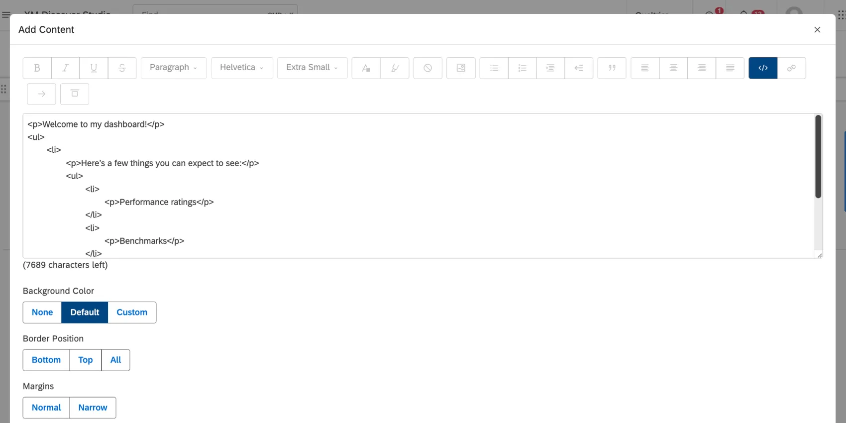 Guia HTML de um widget bloco texto