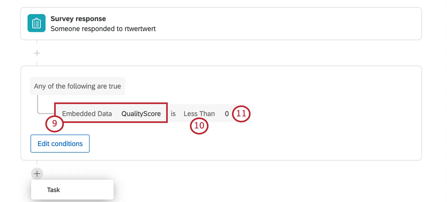 Condition set as described