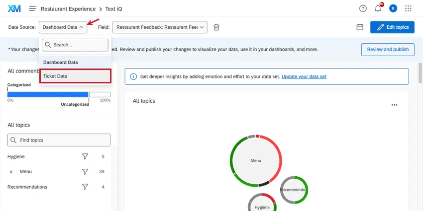 左上にあるドロップダウン
