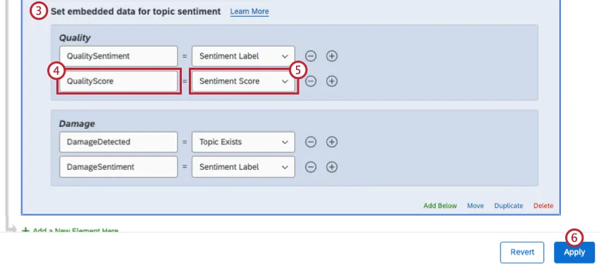 Set Embedded Data for each Topic section