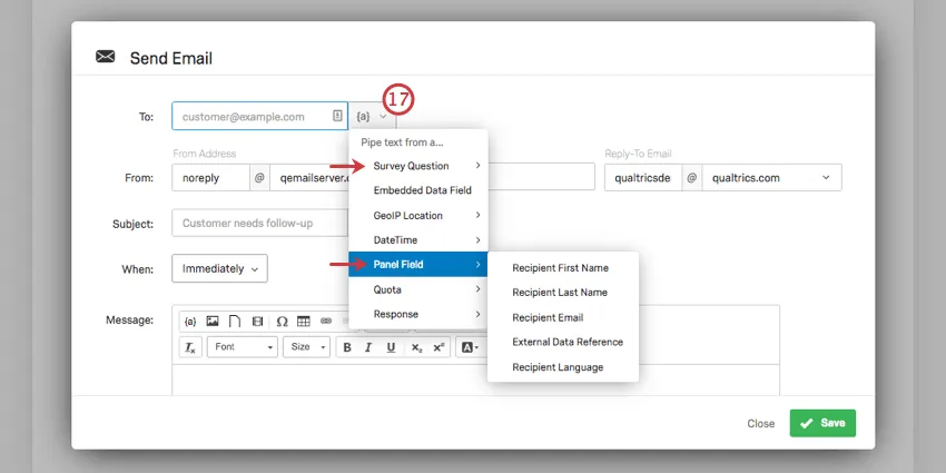 Button looks like lowercase a in french brackets next to the very field field labeled To on the email task window
