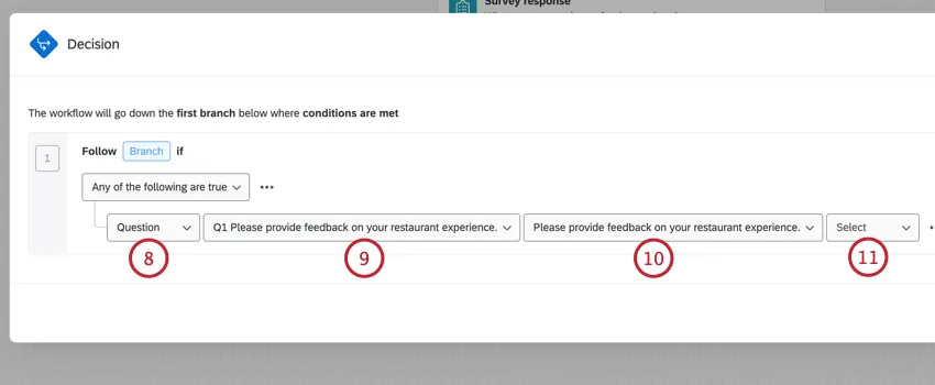 building a condition based on the text response