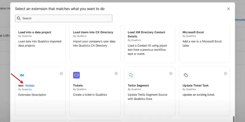 Window that opens when adding tasks to a workflow - one task is marked as Preview