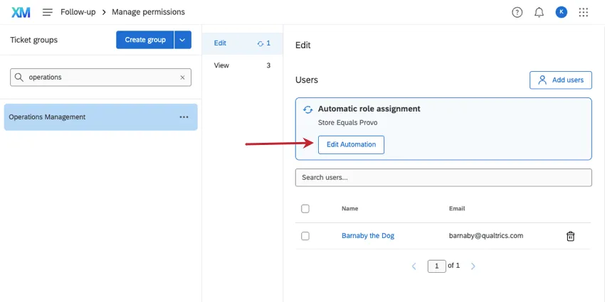 existing automatic roll enrollment highlighted in blue above the users in the role