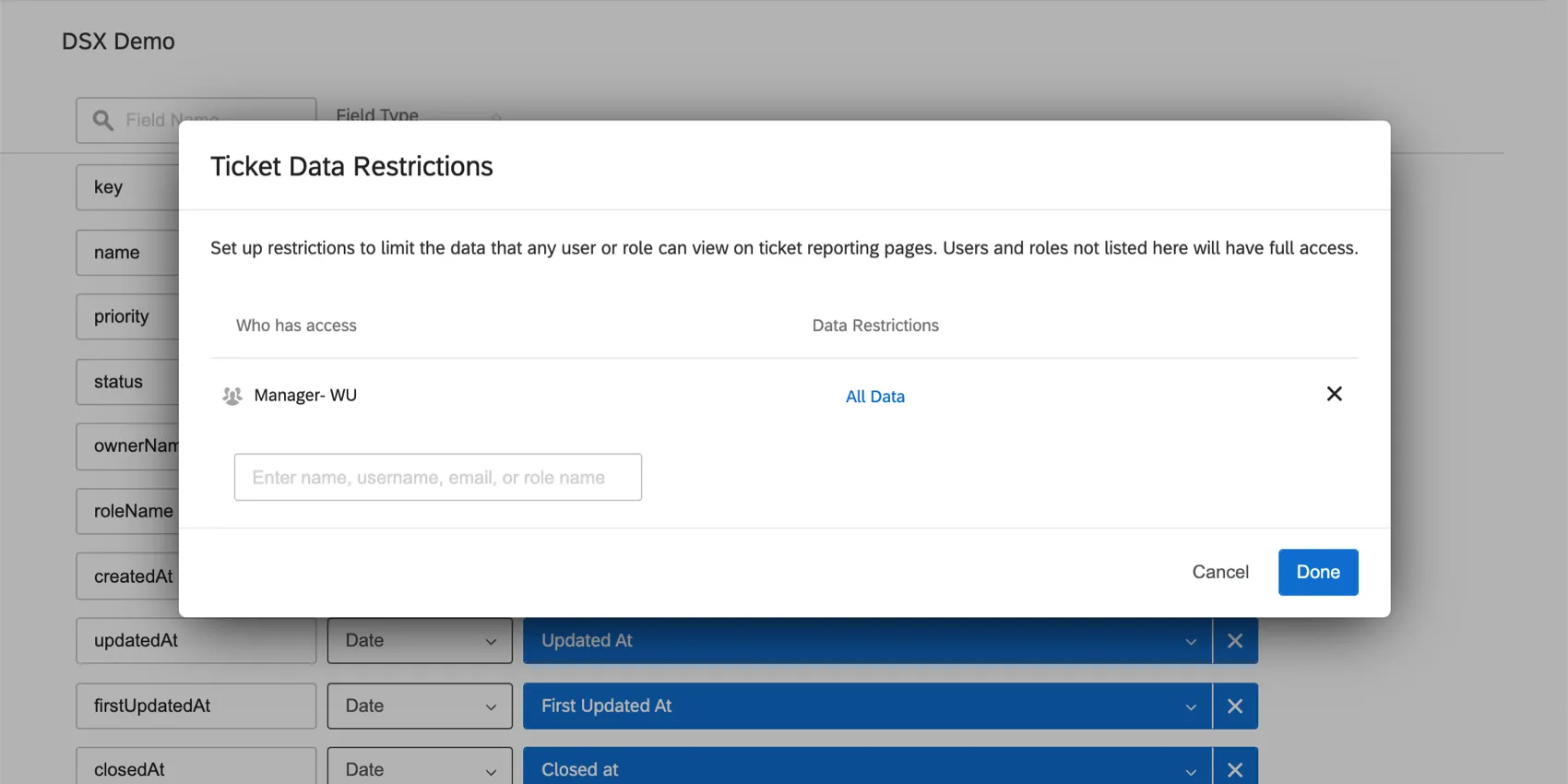 Restrictions concernant les données relatives aux tickets
