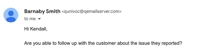 an initial ticketing email