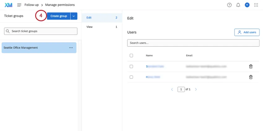 clicking create group button on upper left of ticket groups page