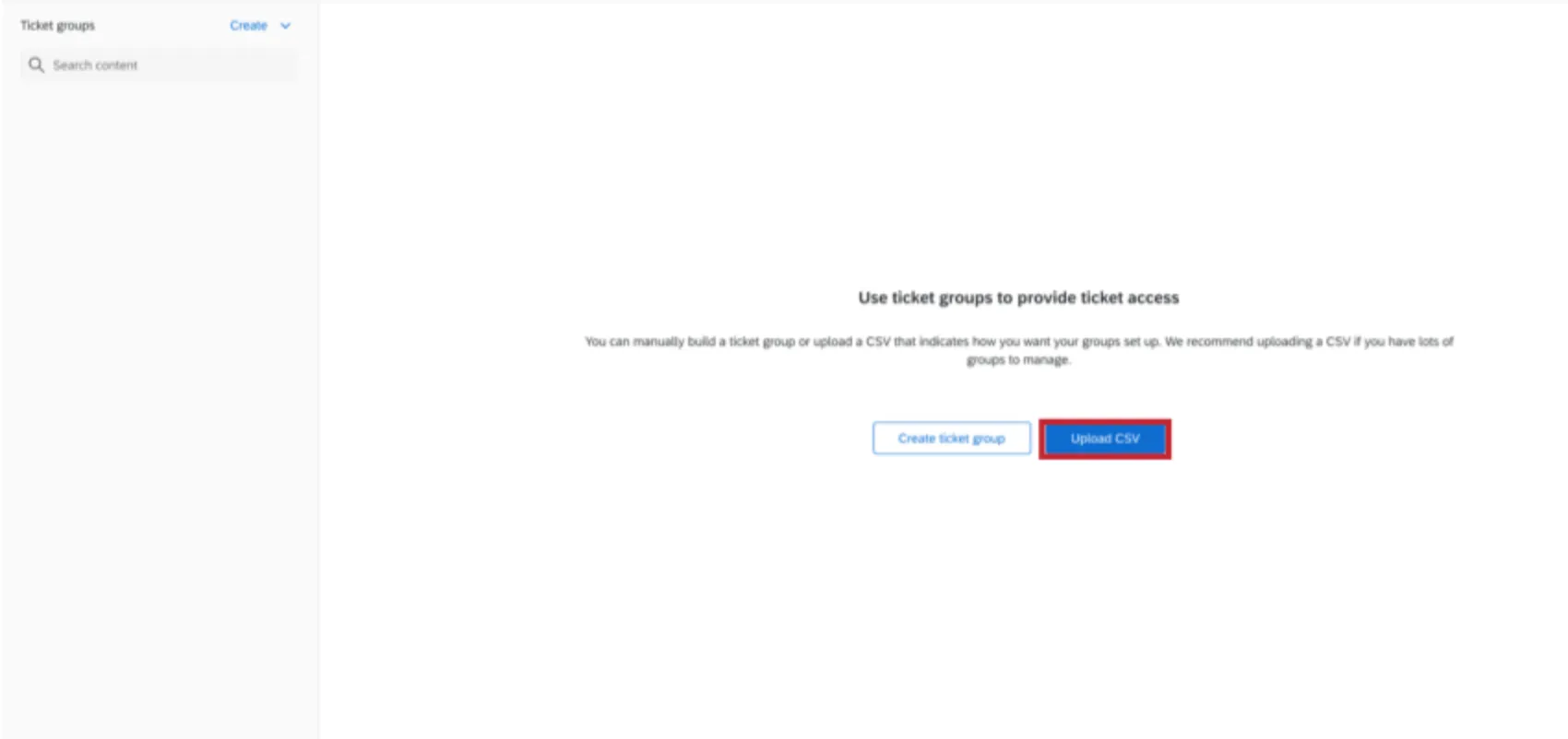 le bouton "upload Csv"