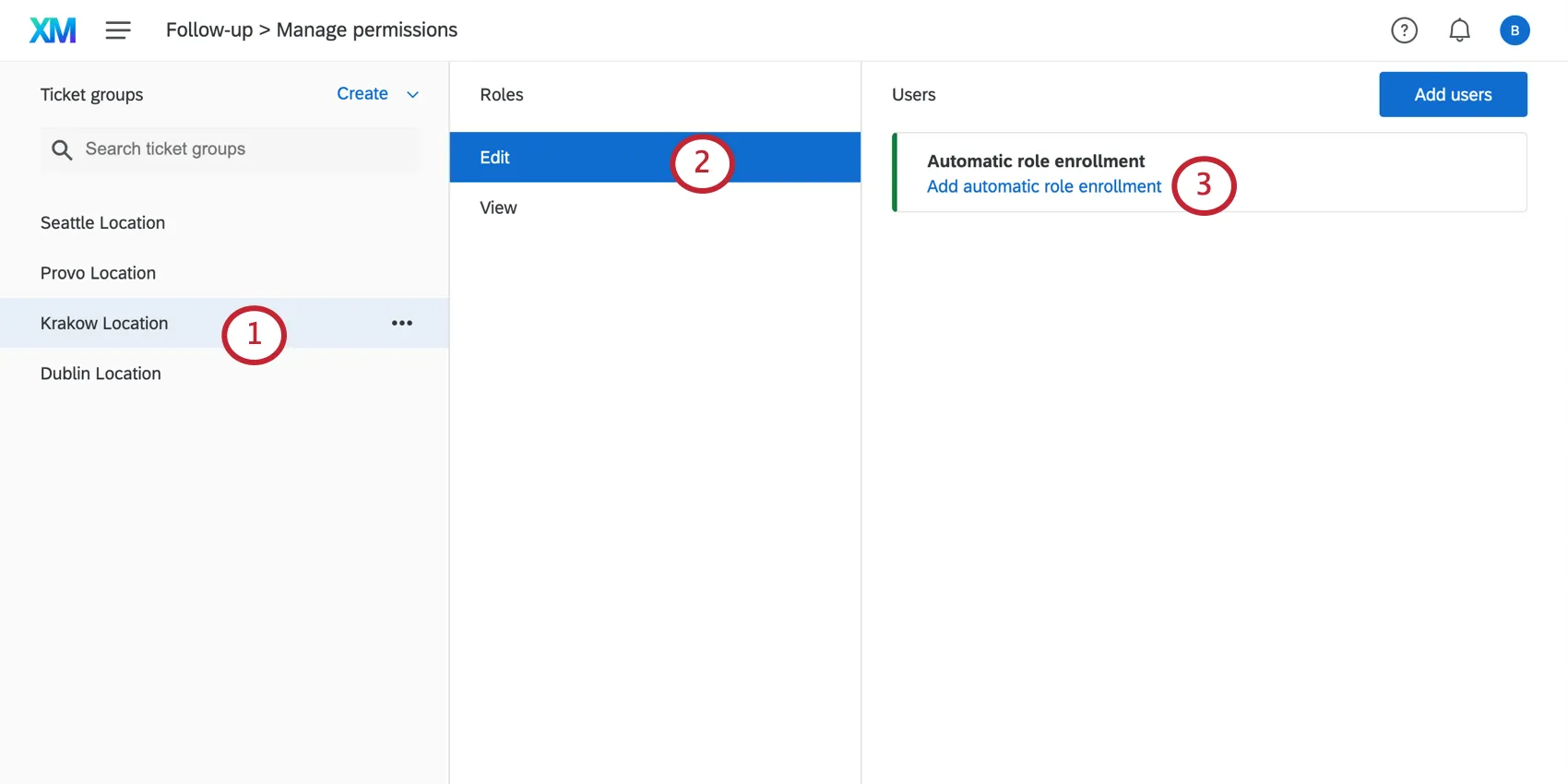 Mostra il layout della pagina di gestione dei permessi