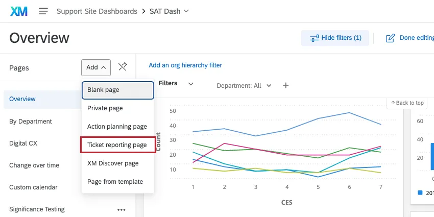 Ticket oben links im Dashboard