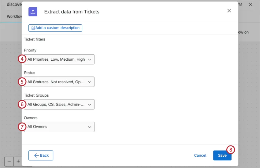choosing which tickets to export
