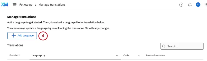 add language button top of page