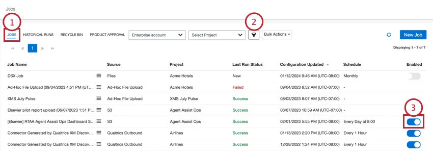 Habilitando un trabajo
