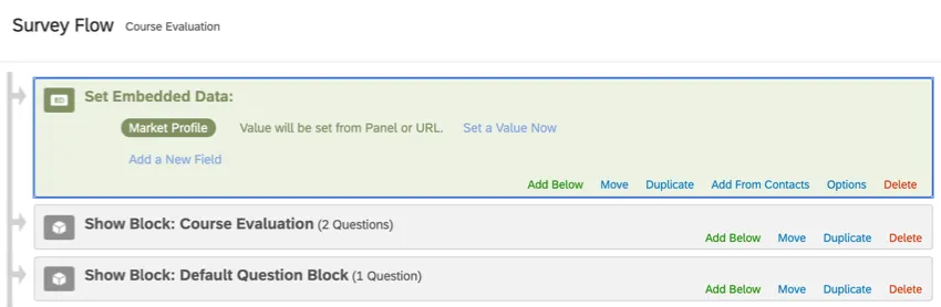 Embedded Data element at the top of the flow