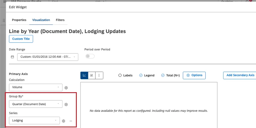 group by and series fields of a widget