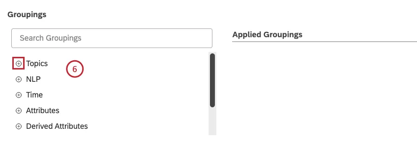 Sie können bis zu 5 Gruppierungsoptionen auswählen, nach denen Sie Schlüsselmetriken im Abschnitt Gruppierungen segmentieren möchten.