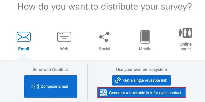 a opção gerar um link rastreável na página de distribuições