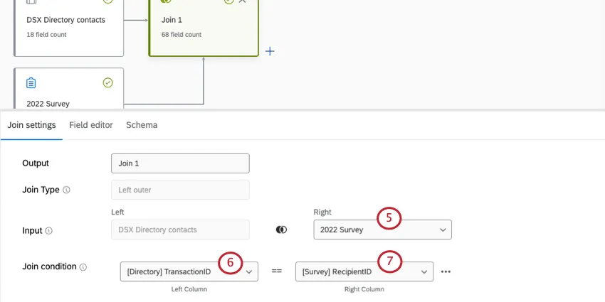 Once you add a join, a menu opens along the bottom of the page where you can configure it