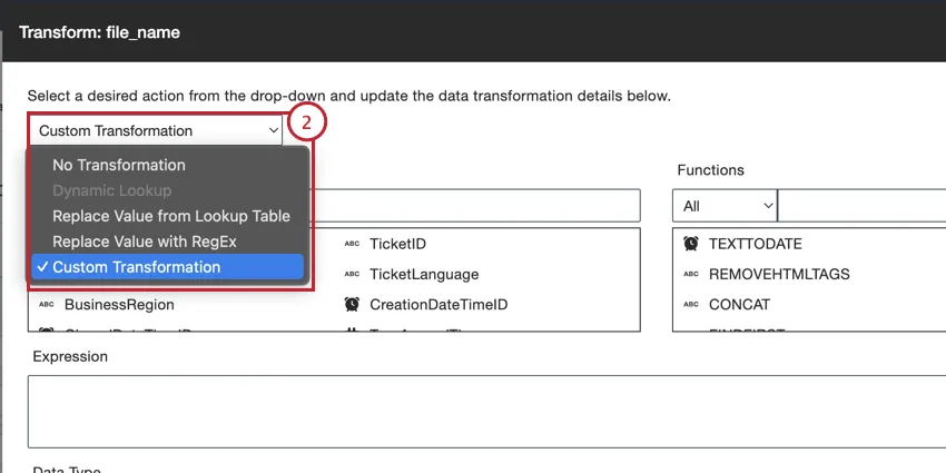 choosing the type of data transformation to use