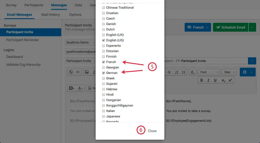 choosing the languages to add translations for