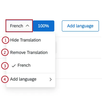 the translation options when you click a relationship translation