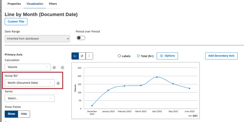 group by dropdown when editing a line chart