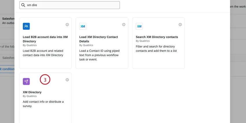 Aufgabe „XM Directory“ auswählen