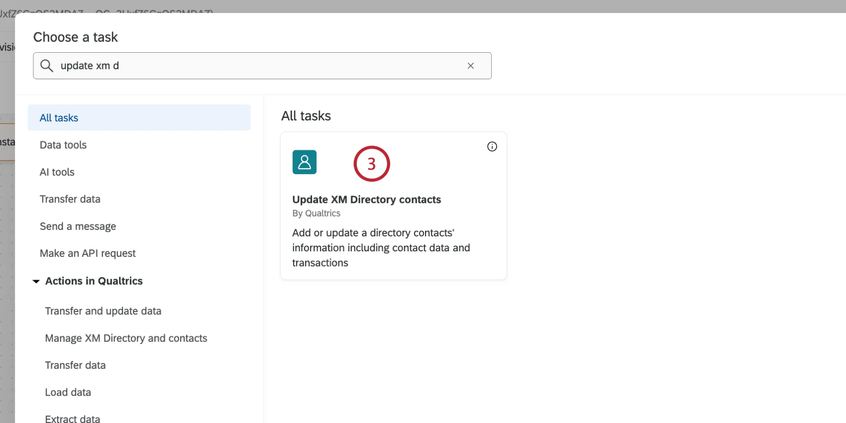 Seleccionar la tarea de actualización de contactos del xm directory