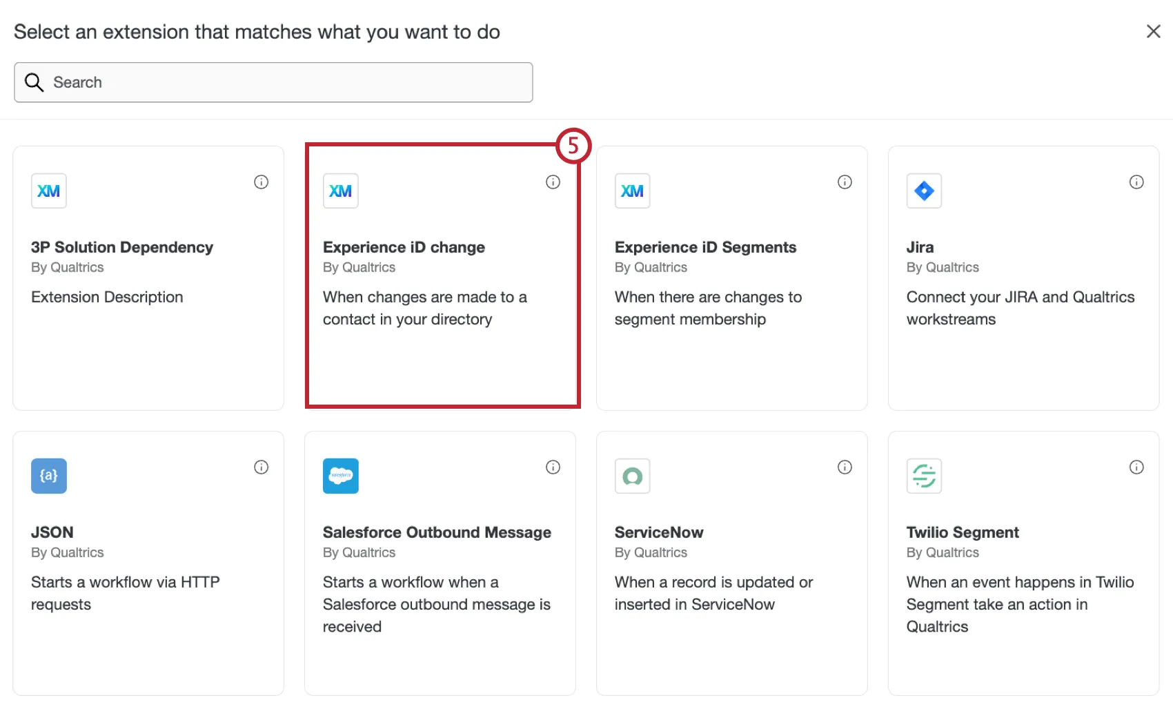 selecting experience id change event