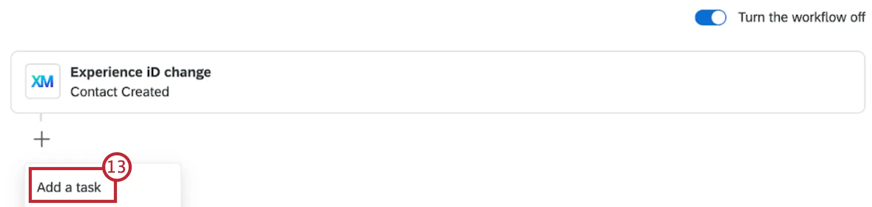 button to add a task within the workflow