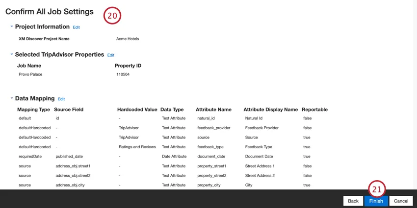 ジョブ設定の評価者と保存