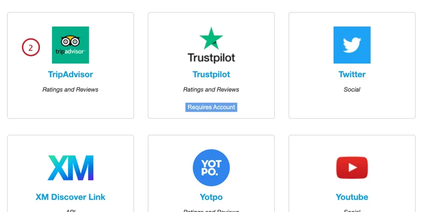 Seleccionar el conector de TripAdvisor