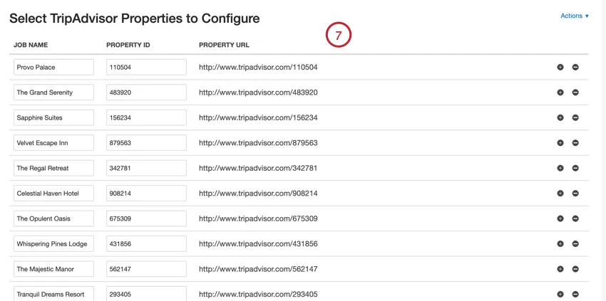 reviewing the property ids and urls after uploading them