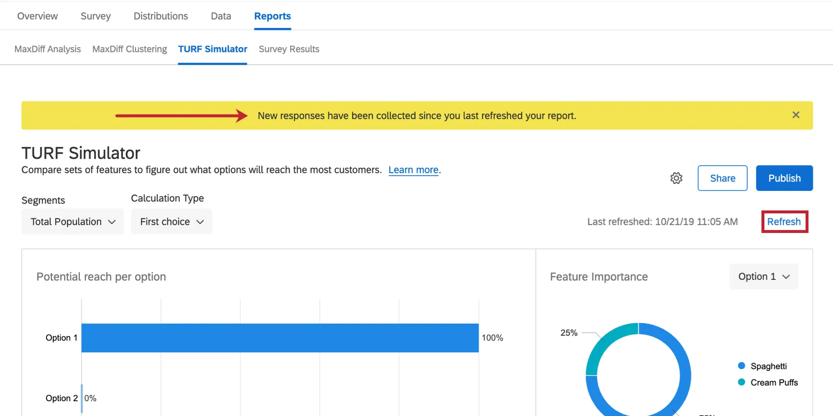 シミュレータ上部の新しい回答バナー