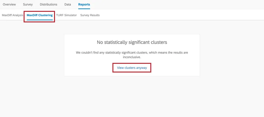 die Viewcluster auf der Clustering-Registerkarte ohnehin Text, wenn die Cluster nicht signifikant sind