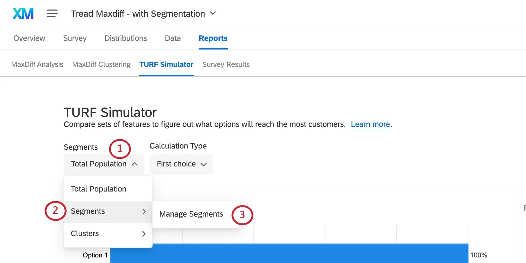 utilizzare il menu a tendina dei segmenti per gestire i segmenti
