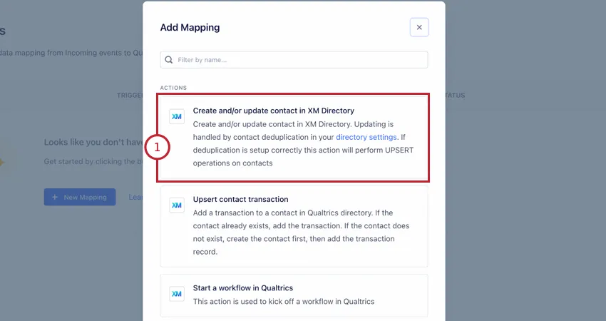 choosing the option to create or update a contact