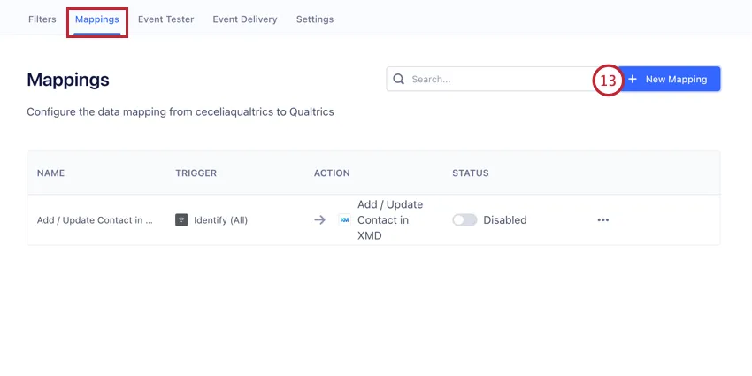 clicking new mapping in the mappings tab