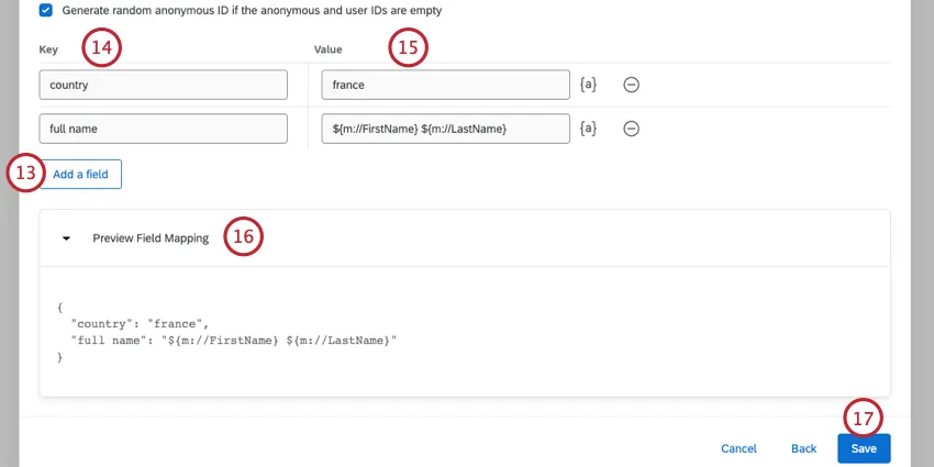 mappatura di campi aggiuntivi