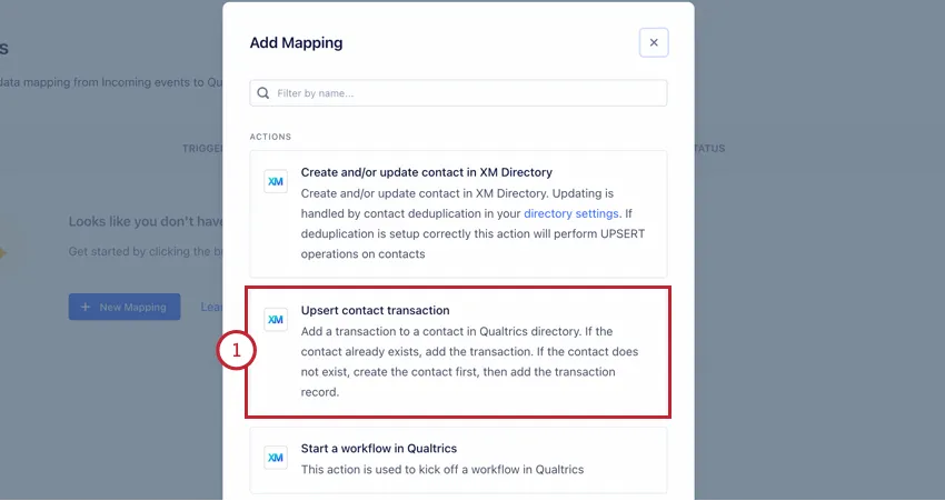 choosing the upsert contact option