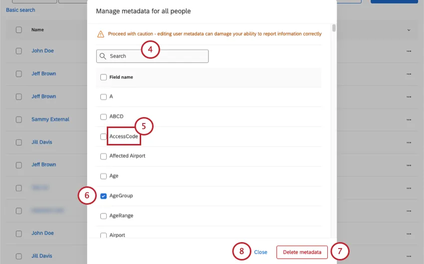 new modal opens where you manage metadata