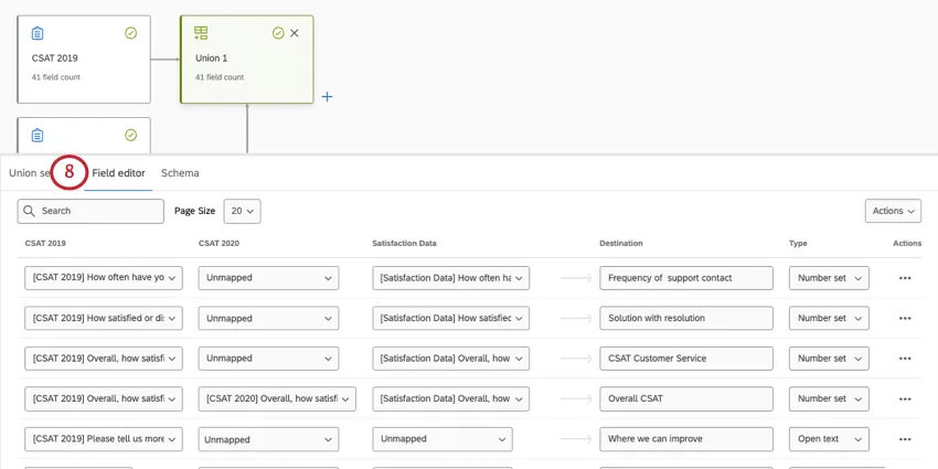 onglet éditeur de champ dans le menu du bas