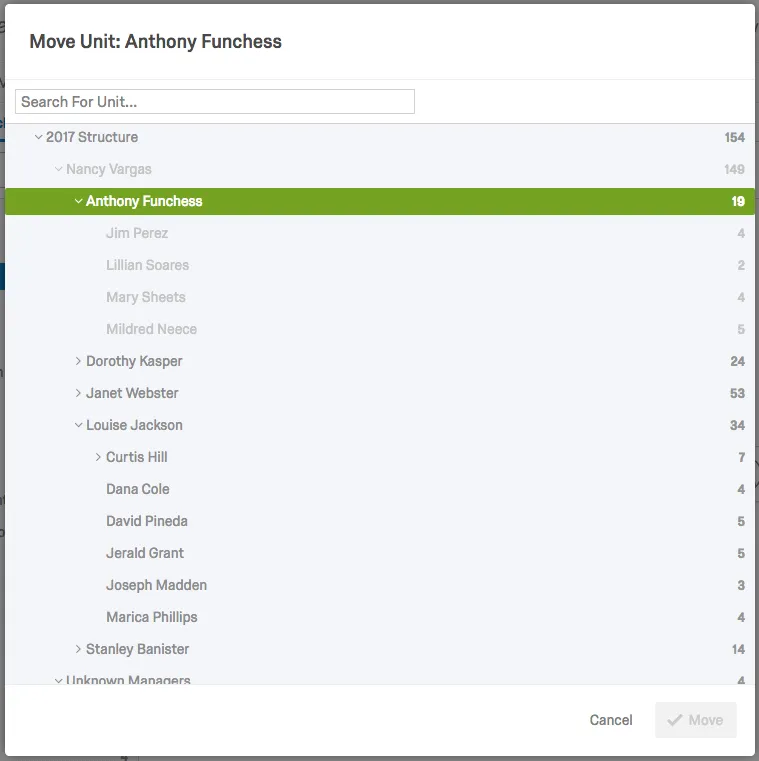 person selected in move unit window