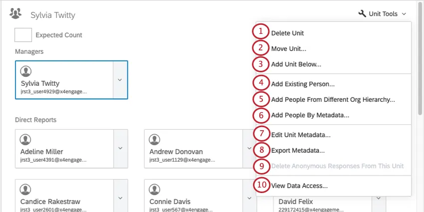 opzioni di strumenti dellunità disponibili