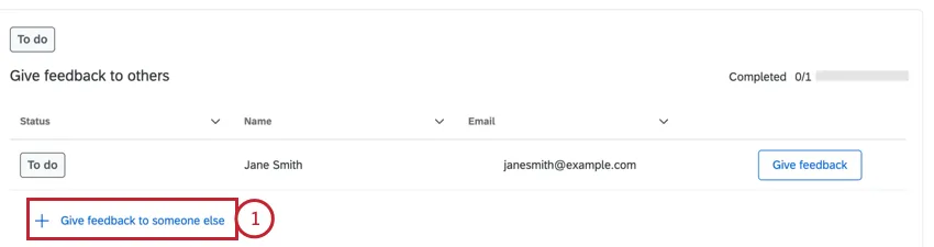 clicking give feedback to someone else