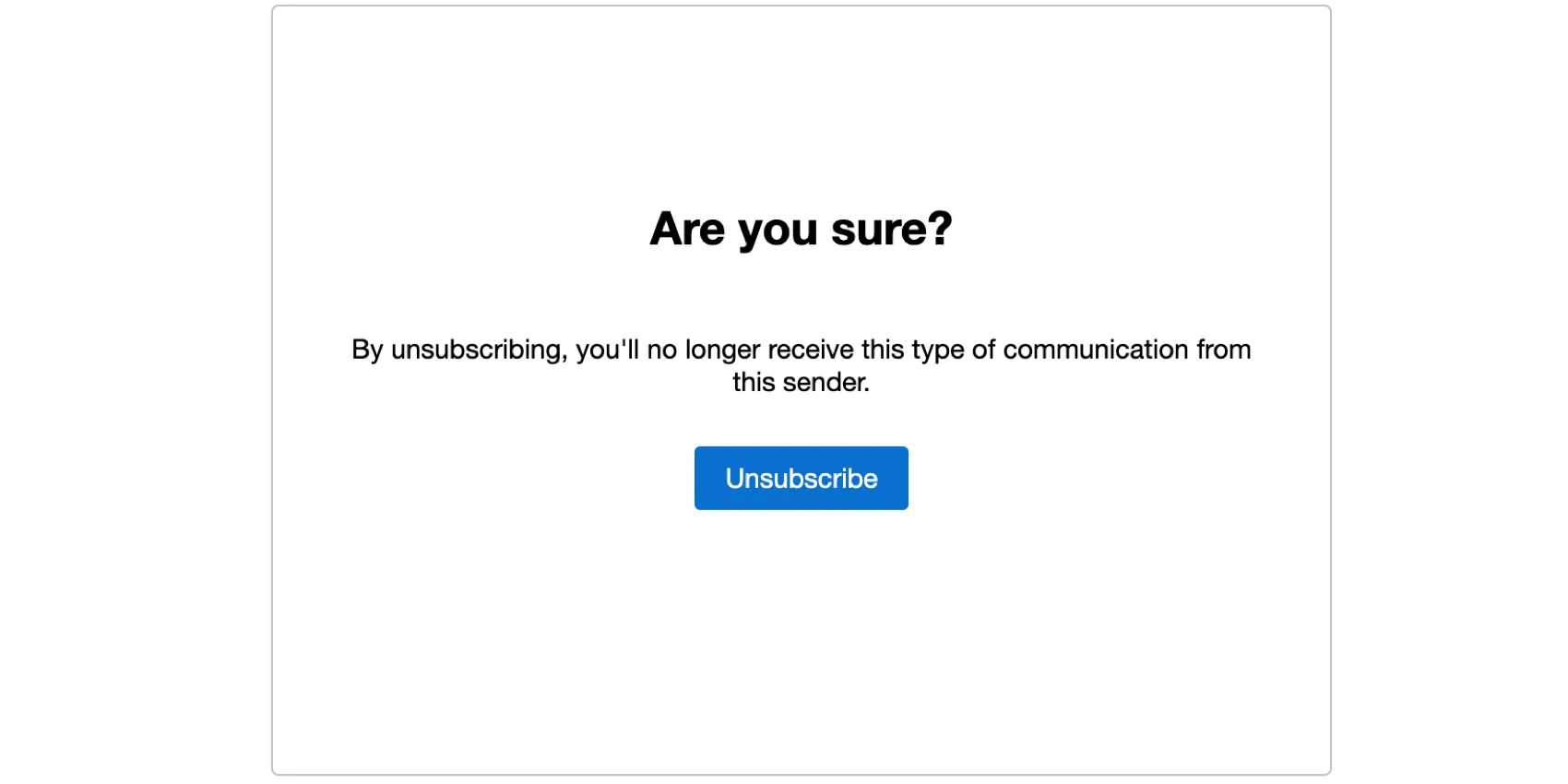 the "are you sure" page before unsubscribing