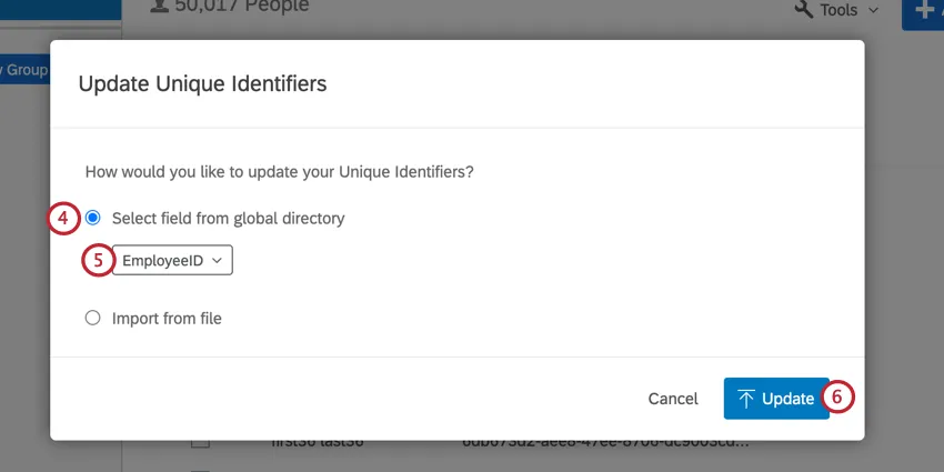 Wählen Sie die Option Feld aus globales Verzeichnis auswählen, und wählen Sie ein Metadaten aus.