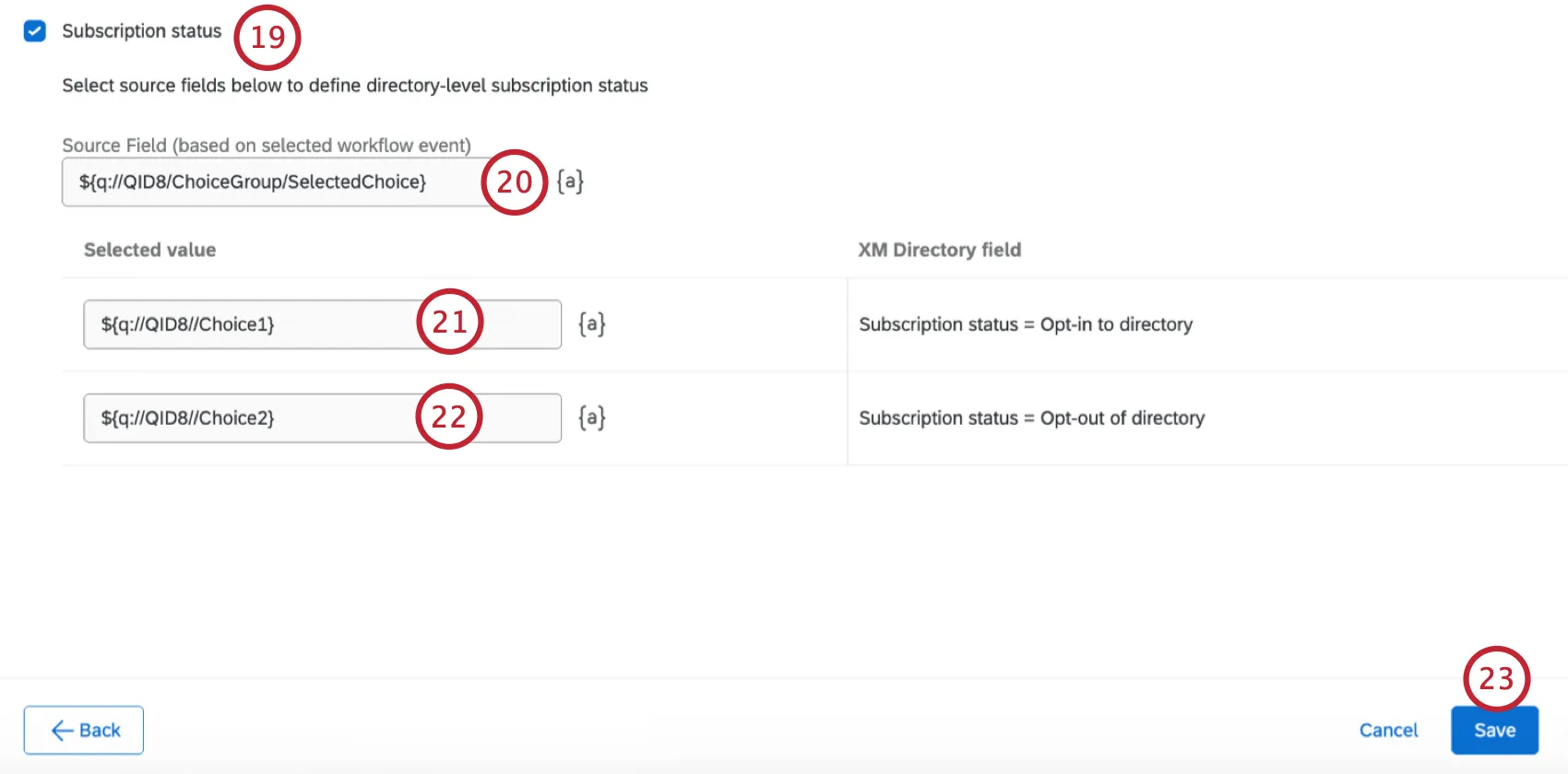 mapping subscription status values